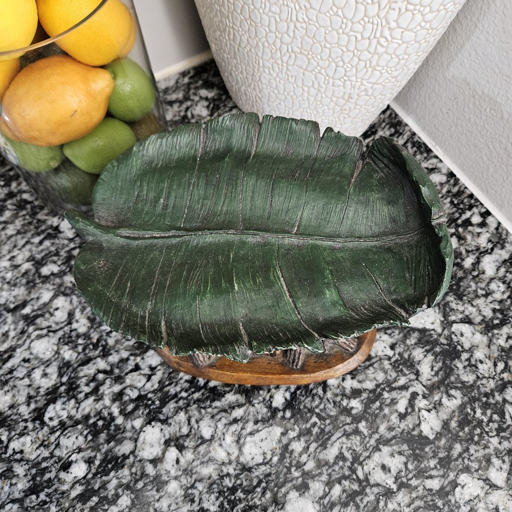 VTG Ceramic Denzine Hand Painted Monkey Sculpture Holding Up Leaf Trinket dish - Picture 2 of 10